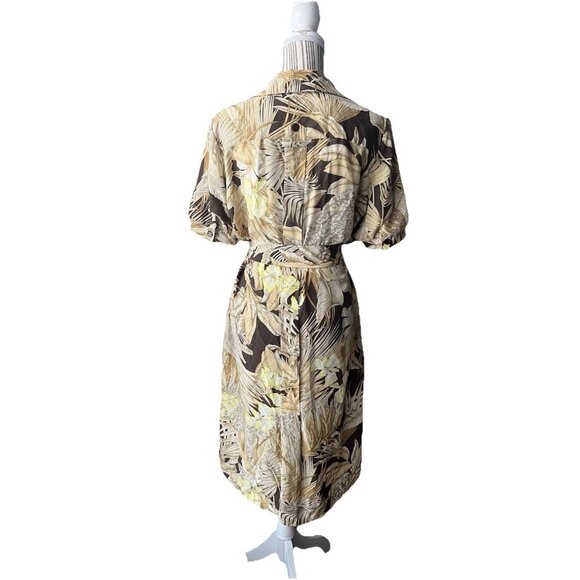 Salvatore Ferragamo Safari Logo Sheered Tan Brown Belted Maxi dress EEUC US14/42 - Picture 4 of 15